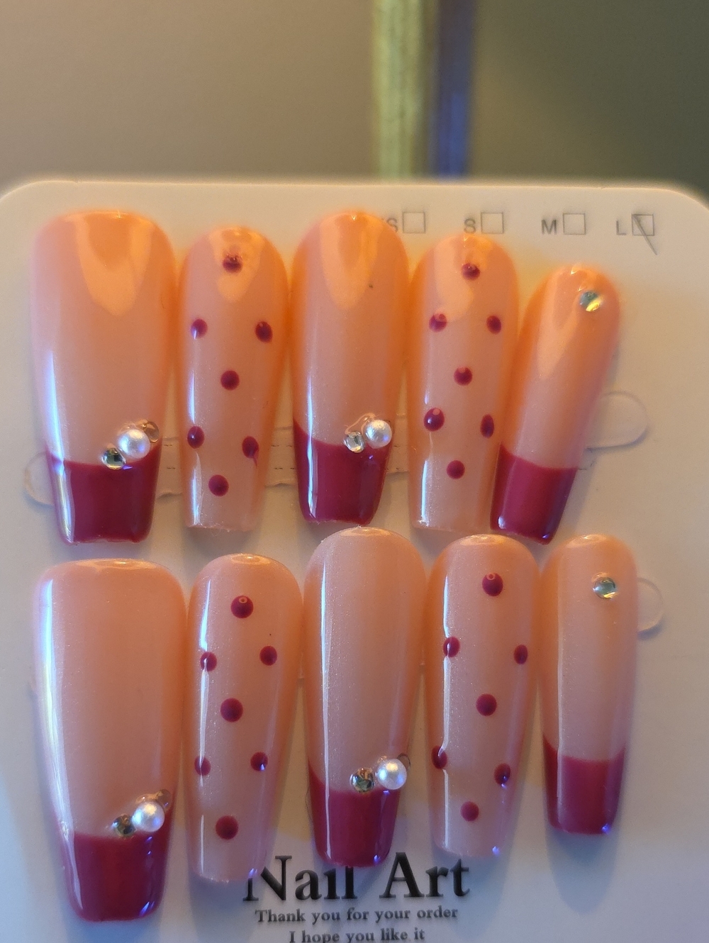 Press-On Nail Set  Pink  - Size Large